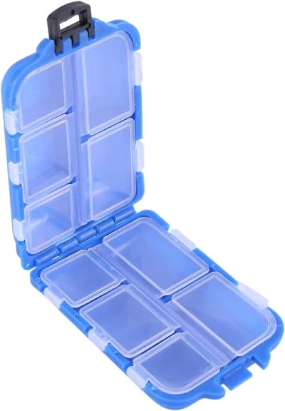 Tackle Box | Visdoosje | Vishaakjes box| vishaakjes doosje| 10 Compartimenten Mini Opbergdoos Visgerei Box Vishaak |Aas Doos | Hakendoos |Vissen Accessoires | Blauw