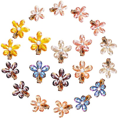Dailygoods- Haarspeldjes Mini Bloem - 21 Stuks - Imitatie Kristal - Haaraccessoires - Cadeau voor Vrouwen/Meisjes - Afmetingen 3,5 x 3 cm - Haarklem