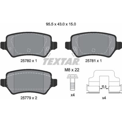Remblokset TEXTAR 2578001, achter