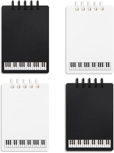 4 Stuks A7 Mini Spiraal Notebooks met Piano Muziekdesign, Verwijderbare Bladen, Ideaal voor Notities, Kladblok en Dagboek voor Muziekliefhebbers