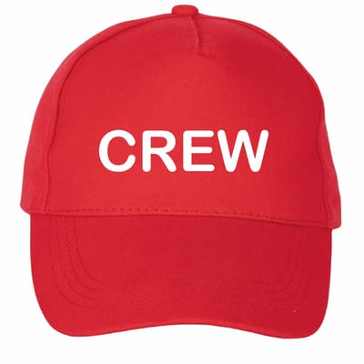 Mijncadeautje - 5 panel - Cap - Verstelbaar - Pet van 100% dik geborsteld katoen- unisex - opdruk wit - Crew - rood