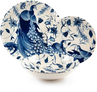 Excelsa Vanitas Serviesset 12-delig – Keramiek – Veelkleurig – Voor 4 Personen – Pauwen & Bloemen Design