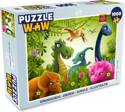 Puzzel Dinosaurus - Dieren - Jungle - Illustratie - Baby- Jongens - Meisjes - Kids - Legpuzzel - Puzzel 1000 stukjes volwassenen
