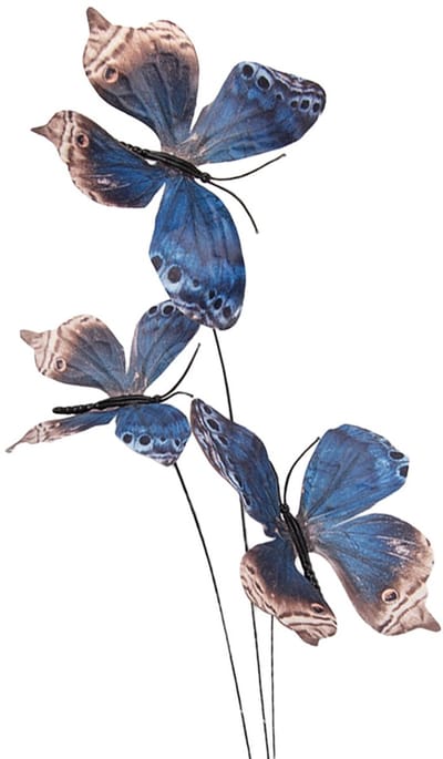 Clayre & Eef Decoratie Tak Vlinder 10x10x65 cm Blauw Textiel