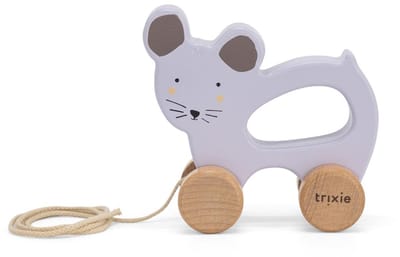 Trixie Houten Trekspeeltje - Mrs. Mouse - Voor de eerste stapjes - Babyspeelgoed - Voor Jongens & Meisjes - Olifant