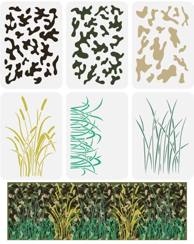 Dailygoods- Schilderen Stencil Herbruikbaar - 6 Stks - Camouflage Sjablonen - Diverse Patronen - Kunststof PET - Lichtgewicht en Duurzaam - Sjabloon