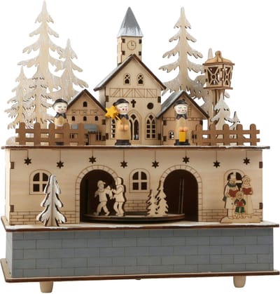 Small Foot - Wooden Music Box Christmas Village with Light