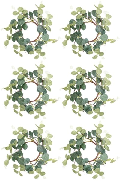 Store_8 - Paaskaarsringen - Eucalyptus Decoratie - Groen - Kaarsenhouder - Tafeldecoratie - Perfect voor Pasen - 8 cm