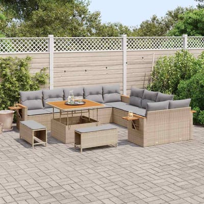 vidaXL - Tuinbank - Set - 17 - st - 12-Aantal - zitplaatsen - Beige - en - Lichtgrijs