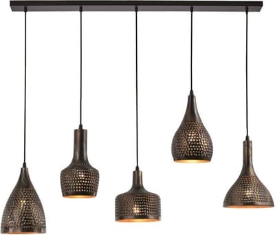 Freelight - Hanglamp Fueco 5 lichts L 120 cm bruin zwart