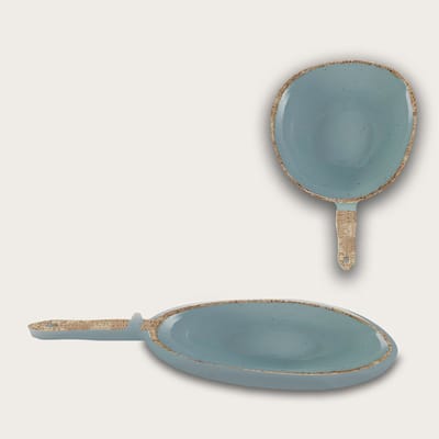Arca TIERRA Grey - Melamine serveerbord met handvat 37x26x4cm – licht in gewicht – makkelijk stapelbaar – voor binnen en buiten