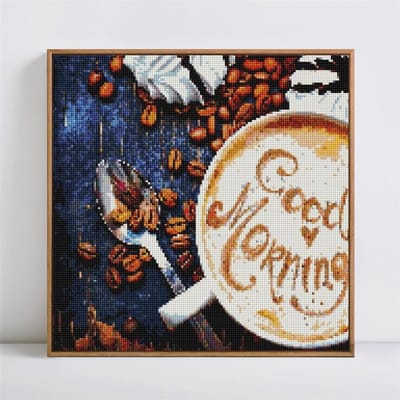 Broderie Diamant Dessin Animé Peinture Diamant Café Mosaïque Ronde Complète Cadeau Point de Croix 30x30CM black
