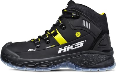 HKS Running Star RS 275 S3 werkschoenen - veiligheidsschoenen - safety shoes - heren - hoog - stalen neus - antislip - ESD - lichtgewicht - Vegan - zwart/geel - maat 41