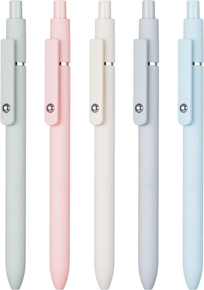 Famanu 5 STKS Gel Pennen Sneldrogende Inkt Pennen Zwarte Refill 0.5mm Fijn Punt Premium Intrekbare Roller Ball Gel Pennen