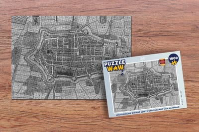 Puzzel Plattegrond - Alkmaar - Zwart Wit - Legpuzzel - Puzzel 1000 stukjes volwassenen - Stadskaart