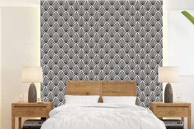 Behang - Fotobehang Patronen - Abstract - Zwart - Art Nouveau - Breedte 220 cm x hoogte 240 cm