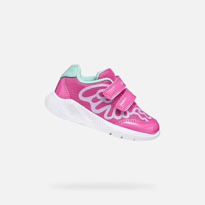 GEOX SPRINTYE PEUTERMEISJES Sneakers - FUCHSIA/AQUAGROEN - Maat 26