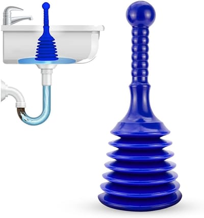 Spoelbak Plunjer - Afvoer Ontstopper - Verstopping Verhelpen - Draagbaar Ontwerp - 4 x 9 Inch - Blauw