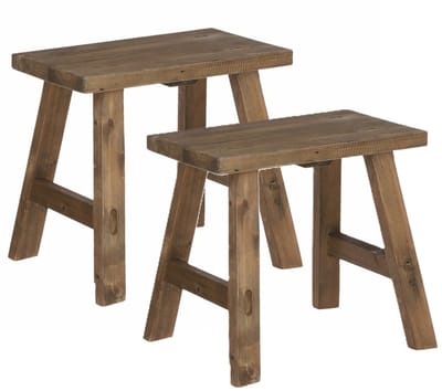 Mika Decorations Krukje - 2x - plantentafel - gerecycled hout - bruin - 38 x 28 x 34 cm