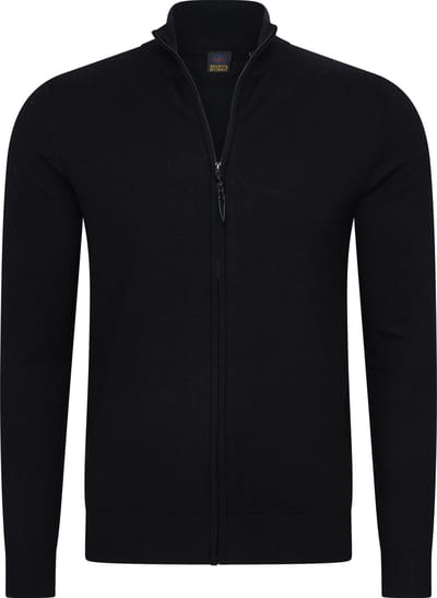 Mario Russo Full Zip Cardigan - Vest Heren - Coltrui Heren - Trui Heren - Zwart - XL