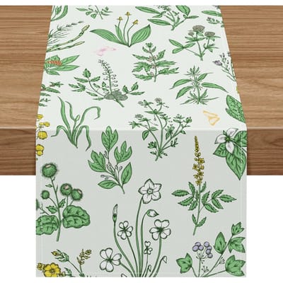Zomer Groen Wilde Bloemen Bloemen Linnen Tafel Runner Feest Decoratie Bloeiende Bloemen Vlinder Tafel Runners Keukentafel Decor 150x33cm