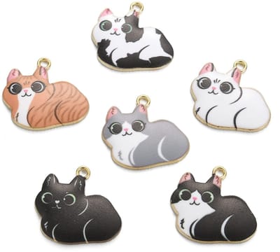 Dailygoods- Kat Charms 30 Stuks - Kawaii Bedels - Emaille Bedels - Dier Bedels - DIY Sieraden Maken - 6 Stijlen