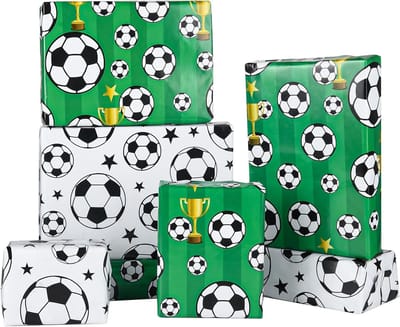 8 Vellen Voetbal Inpakpapier 70x50cm, Duurzaam Cadeaupapier voor Jongens en Meisjes, Perfect voor Verjaardagsgeschenken en Voetbalfans Decoraties