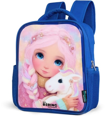 NoBoringSuitcases.com® - Rugzak blauw - Schooltas jongens - Meisje - Eenhoorn - Roze - Kinder rugtas jongen - Boekentas kind - Kinderrugzak voor school - Schoolrugzak