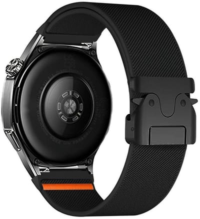 Nylon bandje - geschikt voor Garmin Vivoactive 4 / Venu 4 (45mm) / Venu 3 / 2 / Forerunner 255 / Forerunner 265 / 570 (47mm) en Polar Vantage M / M2 / V3 / Grit X (Pro) - zwart