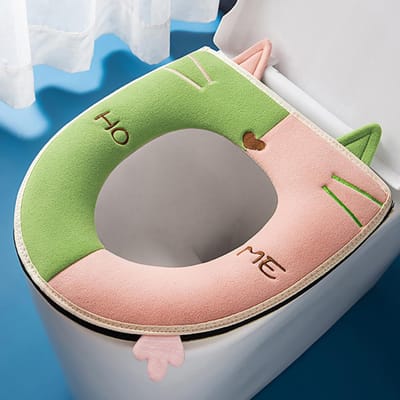 Housse de siège de toilette lumineuse, tapis doux et chaud, universel, lavable, amovible, fermeture éclair, salle de bain, couvercle de toilette, étui de coussin beige