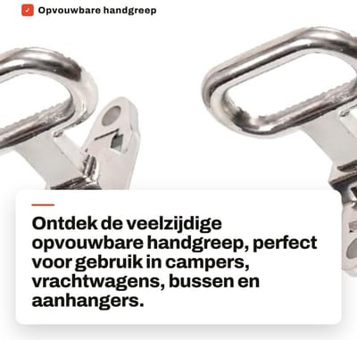 Dailygoods- Handgreep opvouwbaar - Roestvrij staal - Voor camper/vrachtwagen/bus - Eéntraps - 1 stuk/2 stuks - Zilver - Deurgreep