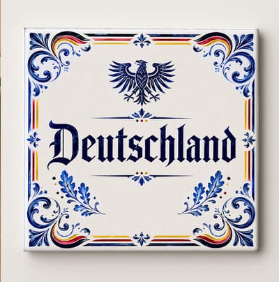 Duitsland Decoratieve Keramische Tegel – Deutschland Adelaar Wandtegel – Zwart Rood Goud Heritage Souvenir Cadeau