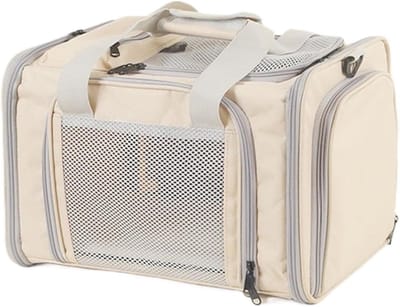 Honden Drager - Reistas Huisdier - Veilig Vervoer - Magnetische Sluiting - 43L x 30B x 7H cm - Crèmekleurig