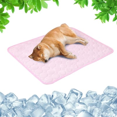 Ulisem - Zomerkoelmat Voor Huisdieren - Natuurlijke Verkoeling Zonder Elektriciteit - Antislip Onderkant - Koelmat Voor Hond & Kat - Wasbaar Design - Vrij Van Giftige Gel - Anti Slip - Roze (XS)