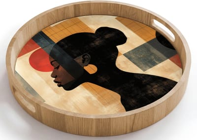 Dienblad rond 40x40 cm - Schootdienblad hout - Zijaanzicht - Vrouw - Vormen - Borrelplank rechthoek - Plateau houten dienbladen