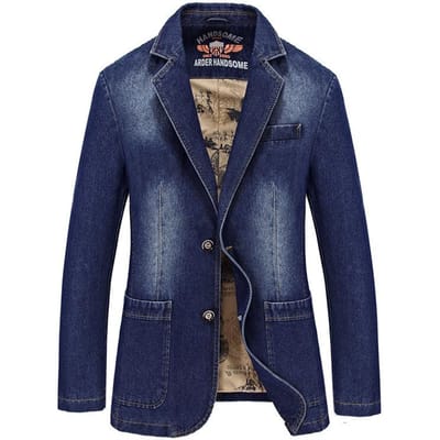 Nieuw Lente Casual Denim Pak Heren Slim Casual Enkel Pak Heren Jas 4XL gray