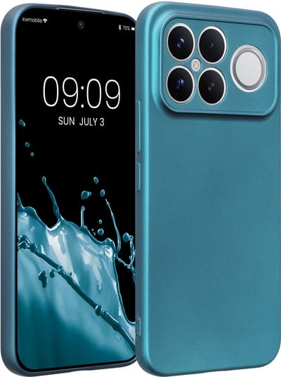kwmobile metallic telefoonhoesje van TPU - geschikt voor Xiaomi Poco F8 Ultra - Flexible case voor smartphone - In Metallic carabisch blauw