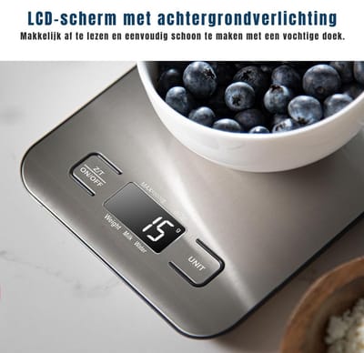 KAD® Weegschaal - Precisie Weegschaal voor Koken & Bakken - Compact & Nauwkeurig - Zilver - 18cm x 14cm x 2cm