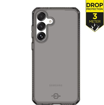 ITSKINS Hoesje geschikt voor Samsung Galaxy S25 FE Telefoonhoesje Flexibel TPU | ITSKINS Level 2 SpectrumClear R Backcover Shockproof | Schokbestendig Galaxy S25 FE Telefoonhoesje | Anti Shock Proof - Smoke | Zwart