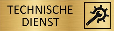 CombiCraft deurbordje Technische dienst in goud met tape - 165 x 45 mm