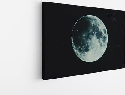 Saammp Canvas Schilderij - Natuur - Volle maan - Ruimte - 45x30 - Foto op canvas - Wanddecoratie - Muurdecoratie Woonkamer - Slaapkamer decoratie - Canvas Print