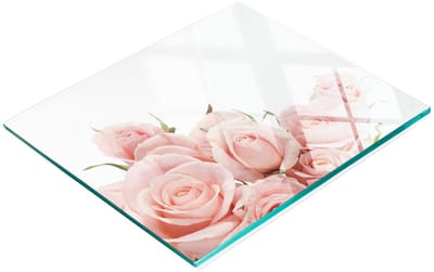 Multifunctionele decoratieve snijplank van gehard staal voor de keuken, roze rozen, 60x52 cm