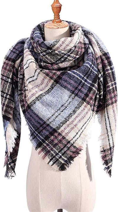 Dames Sjaal - Warme omslagdoek - Extra warmte - Klassiek ruitpatroon - 200x135cm - Brons