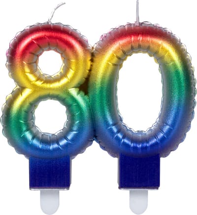 Boland - Kaarsje '80' regenboog 80 Multi - Regenboog - Regenboog