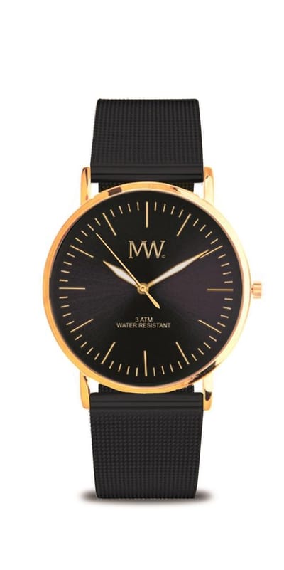 MW Horloge Flat Style Mesh Zwart Goud