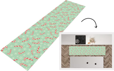 Keukenloper - Loper keuken - Zuurstok - Kerst - Sneeuwvlok - Patronen - 200x50 cm - Keukenloper vinyl