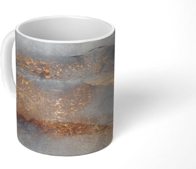 Mok - Koffiemok - Mist - Goud - Abstract - Mokken - 350 ML - Beker - Koffiemokken - Theemok - Goedkope kadootjes