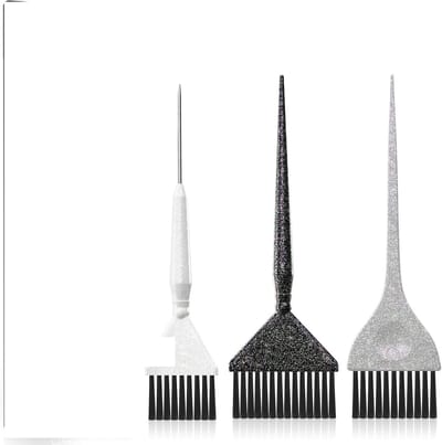 Famanu - Set van 3 glitter haarverfborstels voor ontkleuring en highlights – Zwart