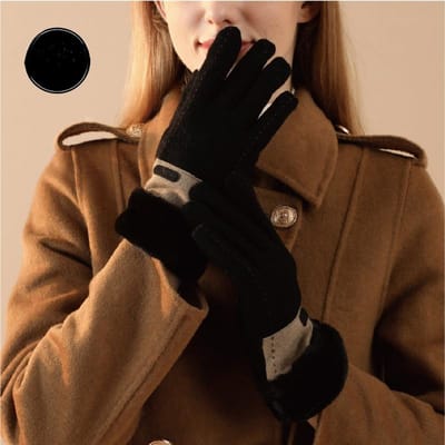 Winter Kasjmier Dames Warme Handschoenen Antislip Touchscreen Outdoor Rijhandschoenen Modieuze Winddichte Koreaanse Stijl Pluche Handschoenen black