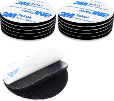Scratch Double-Sided Stickers, Extra Strong, Reusable, Round, 5 cm, for Crafts, Home, Office, Cables, 10 Pairs of Discs with Hooks and Buckle